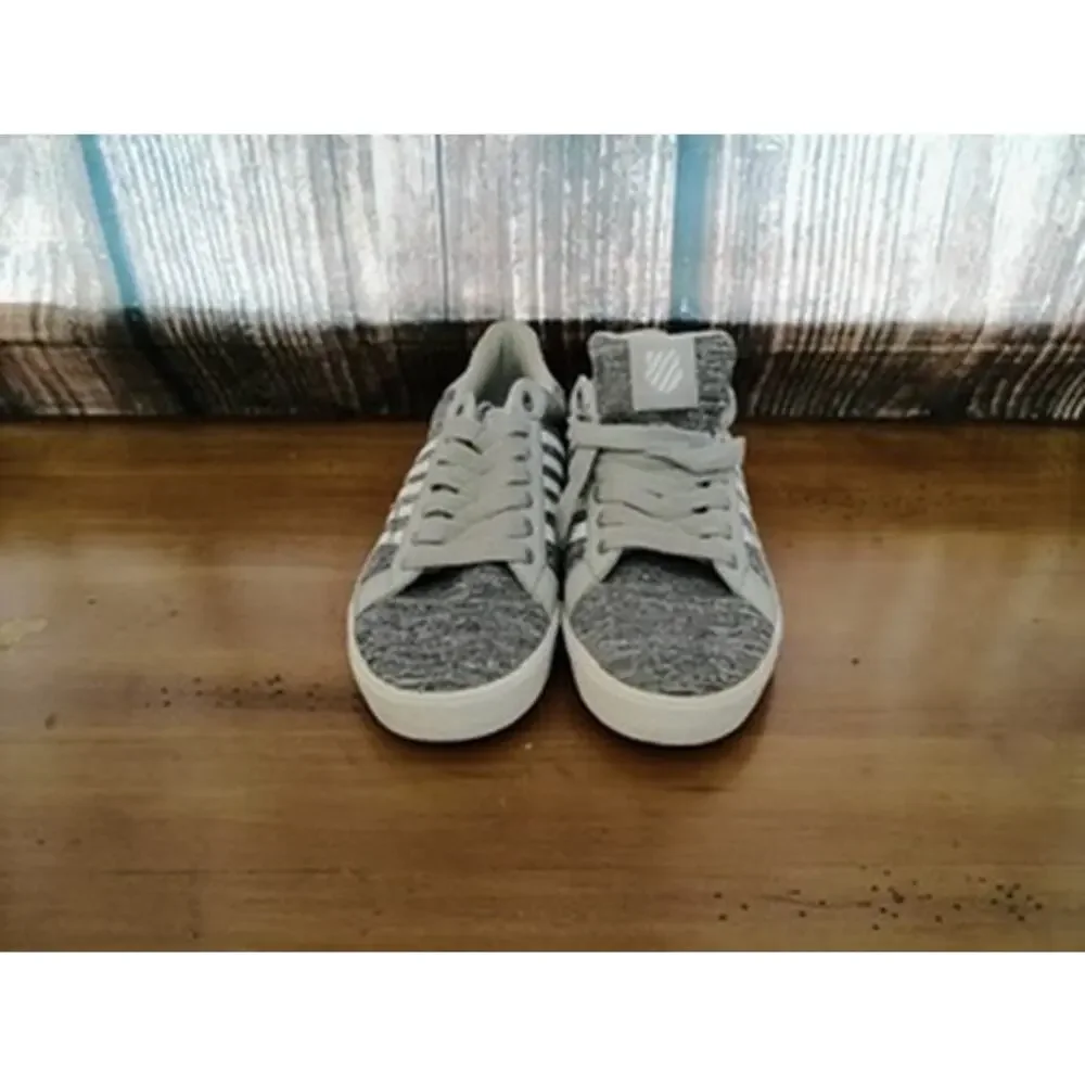 K-Swiss Court Tiebreak II Gray White Lace-Up Shoes size 3.5‎